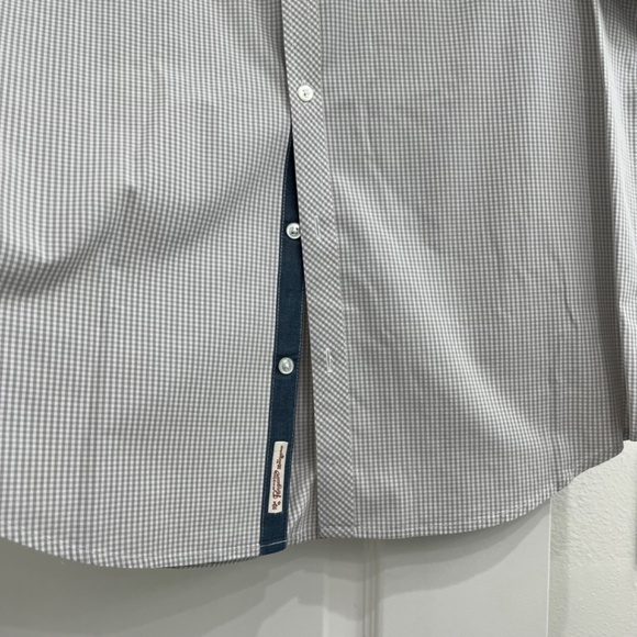 Original Penguin Short Sleeve Button Down Mens Shirt - Tan/Grey Gingham - XL - Picture 7 of 8